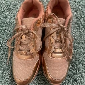 Rose gold metallic glitter sneakers Tennis Shoes Nicole Lee